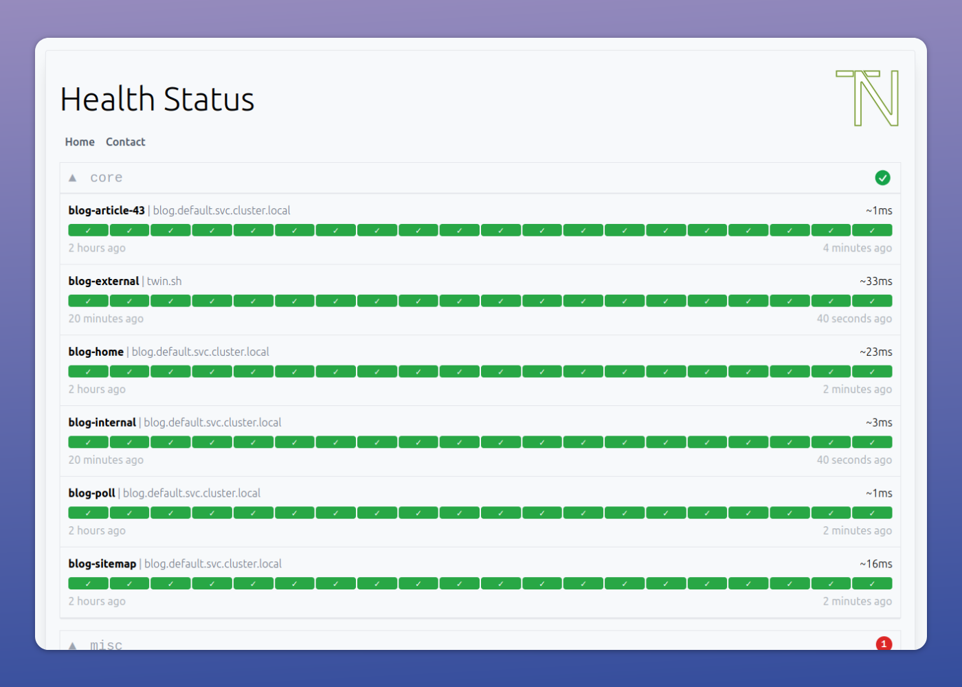 Gatus open source status page