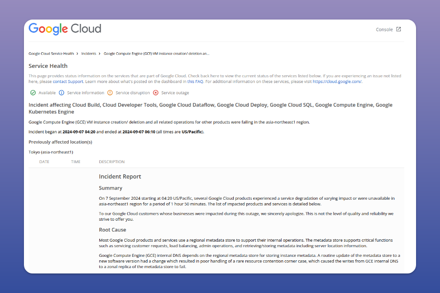 Google Cloud incident