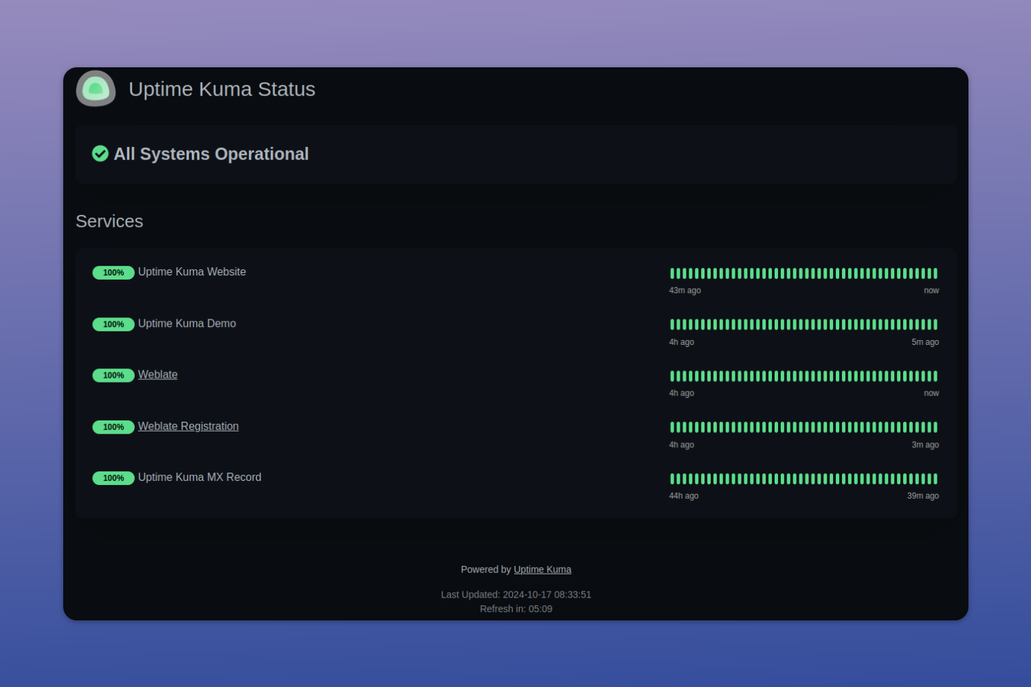 Uptime Kuma open source status page