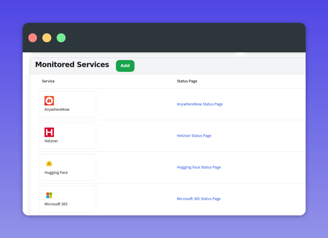 Add monitored service