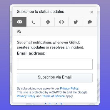 GitHub Status Page Subscriptions